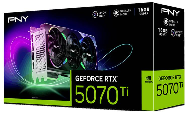PNY Grafikkarte Nvidia RTX 5070 Ti RTX™ 5070 Ti ARGB EPIC-X RGB™ Triple Fan GPU 16 GB GDDR7-RAM PCIe x16 PCIe 5.0 x16