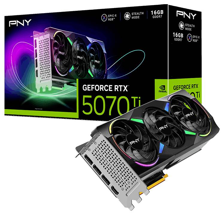 PNY Grafikkarte Nvidia RTX 5070 Ti RTX™ 5070 Ti ARGB EPIC-X RGB™ Triple Fan GPU 16 GB GDDR7-RAM PCIe x16 PCIe 5.0 x16