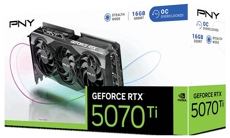 PNY RTX5070Ti VERTO OC Triple Fan 16 GB GDDR7 HDMI 3xDP Grafikkarte 16.384 MB