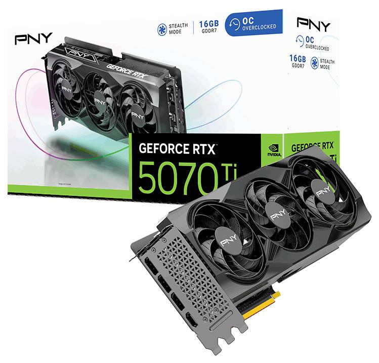 PNY RTX5070Ti VERTO OC Triple Fan 16 GB GDDR7 HDMI 3xDP Grafikkarte 16.384 MB