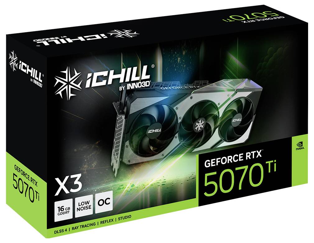 Inno 3D Grafikkarte Nvidia RTX 5070 Ti 5070 Ti iCHILL X3 16 GB GDDR7-RAM PCIe x16 PCIe 5.0 x16