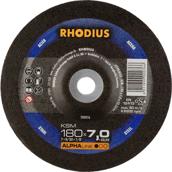 Rhodius 200056 Schruppscheibe Durchmesser 180 mm Bohrungs-Ø 22.23 mm Stahl 1 St. Rhodius 200056 Schruppscheibe Durchmesser 180 mm Bohrungs-Ø 22.23 mm Stahl 1 St.