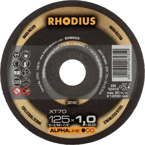 Rhodius 207437 Trennscheibe gerade 125 mm Edelstahl, Stahl