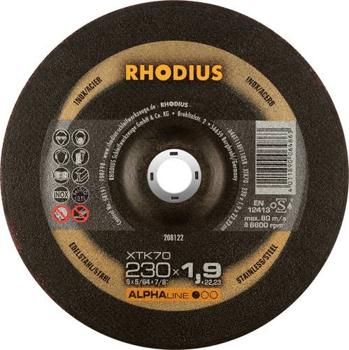Rhodius 208122 Trennscheibe gekröpft 230 mm Edelstahl, Stahl