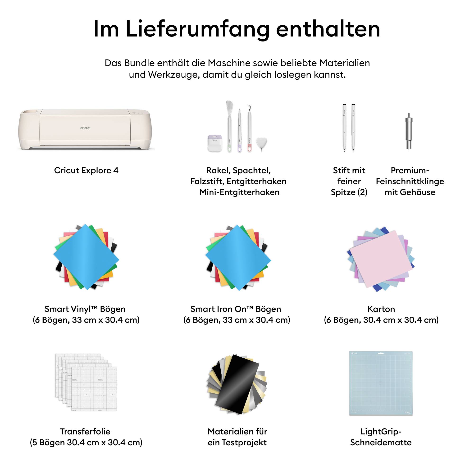 Cricut Explore 4 Essentials Bundle Schneideplotter Gestaltungsset Schnittbreite 29.7cm