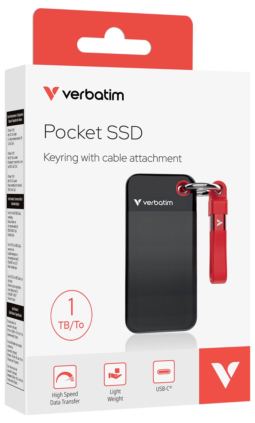 Verbatim Pocket 1TB Externe SSD USB-C® (USB 3.2 Gen 2) Schwarz, Rot 32192
