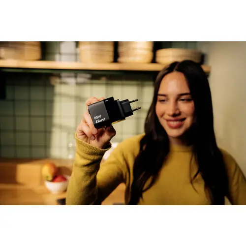 Verbatim GaN Charger 65W Reiseladeadapter 65W 1x USB-A, 1x USB-C® USB PD, USB PD 3.0, QC 3.0 Schwarz Schnellladegerät, GaN, mit Verbatim GaN Charger 65W Reiseladeadapter 65W 1x USB-A, 1x USB-C® USB PD, USB PD 3.0, QC 3.0 Schwarz Schnellladegerät, GaN, mit
