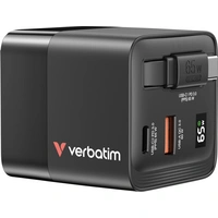 Verbatim GaN Charger 65W Reiseladeadapter 65W 1x USB-A, 1x USB-C® USB PD, USB PD 3.0, QC 3.0 Schwarz Schnellladegerät, GaN, mit Verbatim GaN Charger 65W Reiseladeadapter 65W 1x USB-A, 1x USB-C® USB PD, USB PD 3.0, QC 3.0 Schwarz Schnellladegerät, GaN, mit