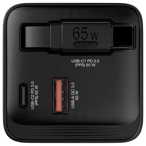 Verbatim GaN Charger 65W Reiseladeadapter 65W 1x USB-A, 1x USB-C® USB PD, USB PD 3.0, QC 3.0 Schwarz Schnellladegerät, GaN, mit Verbatim GaN Charger 65W Reiseladeadapter 65W 1x USB-A, 1x USB-C® USB PD, USB PD 3.0, QC 3.0 Schwarz Schnellladegerät, GaN, mit