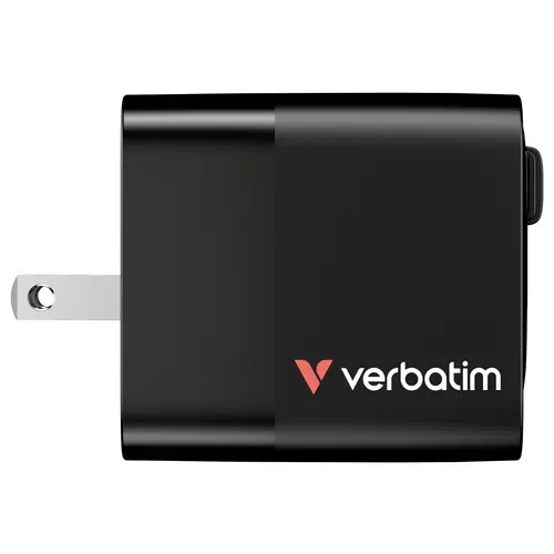 Verbatim GaN Charger 65W Reiseladeadapter 65W 1x USB-A, 1x USB-C® USB PD, USB PD 3.0, QC 3.0 Schwarz Schnellladegerät, GaN, mit Verbatim GaN Charger 65W Reiseladeadapter 65W 1x USB-A, 1x USB-C® USB PD, USB PD 3.0, QC 3.0 Schwarz Schnellladegerät, GaN, mit