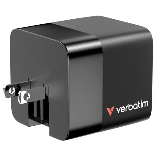 Verbatim GaN Charger 65W Reiseladeadapter 65W 1x USB-A, 1x USB-C® USB PD, USB PD 3.0, QC 3.0 Schwarz Schnellladegerät, GaN, mit Verbatim GaN Charger 65W Reiseladeadapter 65W 1x USB-A, 1x USB-C® USB PD, USB PD 3.0, QC 3.0 Schwarz Schnellladegerät, GaN, mit