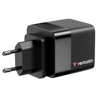 Verbatim GaN Charger 65W Reiseladeadapter 65W 1x USB-A, 1x USB-C® USB PD, USB PD 3.0, QC 3.0 Schwarz Schnellladegerät, GaN, mit Verbatim GaN Charger 65W Reiseladeadapter 65W 1x USB-A, 1x USB-C® USB PD, USB PD 3.0, QC 3.0 Schwarz Schnellladegerät, GaN, mit
