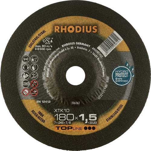 Rhodius 206262 Trennscheibe gekröpft 180 mm Edelstahl, Stahl