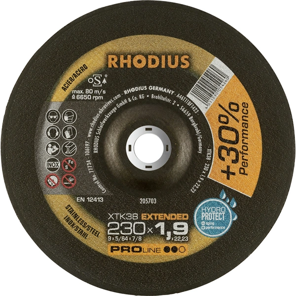 Rhodius 205703 Trennscheibe gekröpft 230mm 1 St. Edelstahl, Stahl Rhodius 205703 Trennscheibe gekröpft 230mm 1 St. Edelstahl, Stahl