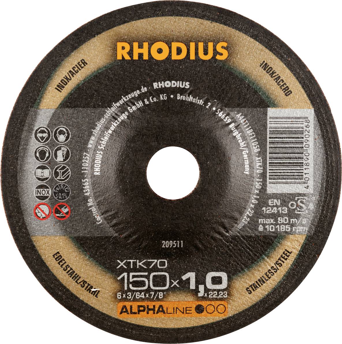 Rhodius 209511 Trennscheibe gekröpft 150 mm Edelstahl, Stahl