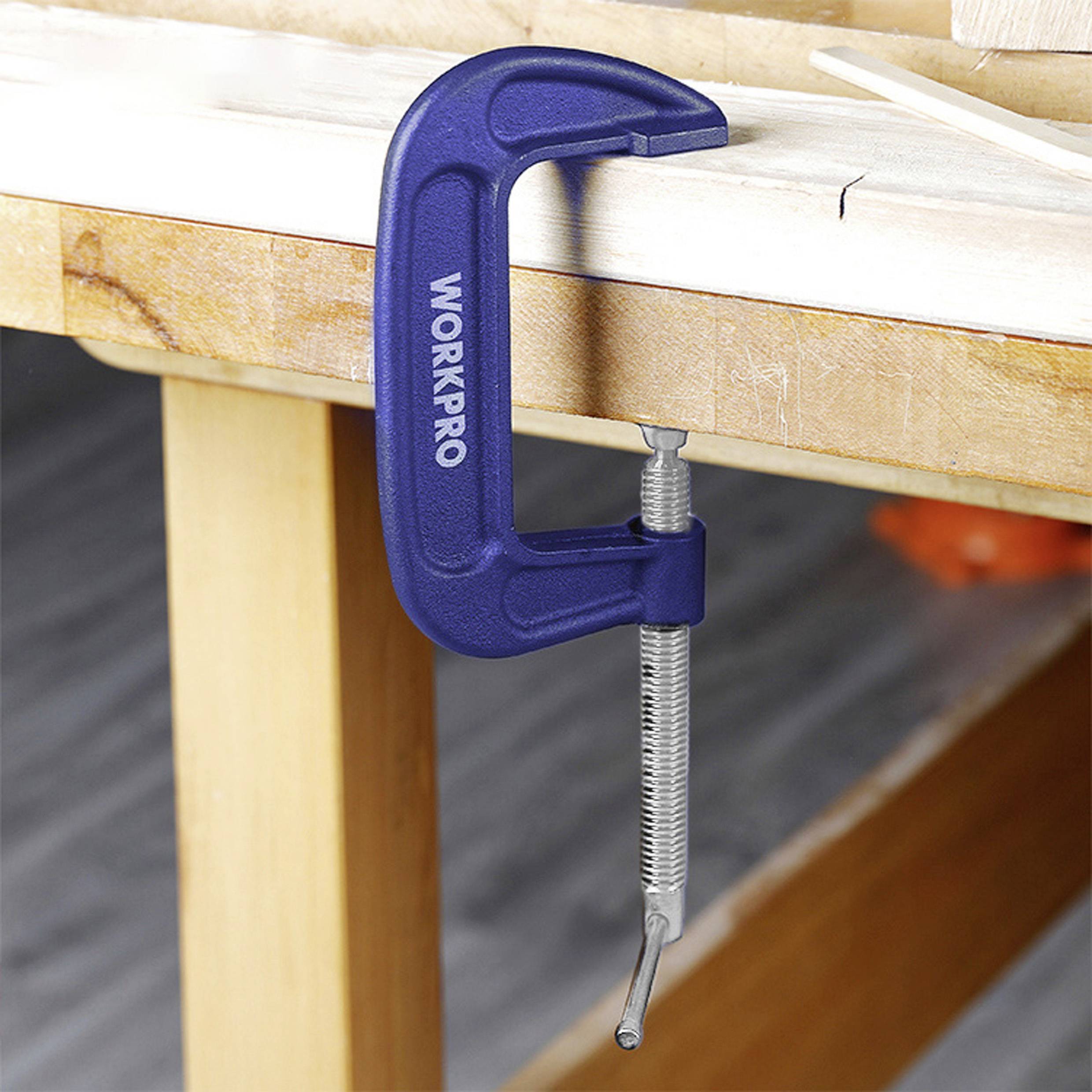 WorkPro 100mm C-klemme WP232019 Spann-Weite (max.):100mm Produktabmessung, Länge: 210mm Ausladungs-Maße:100mm