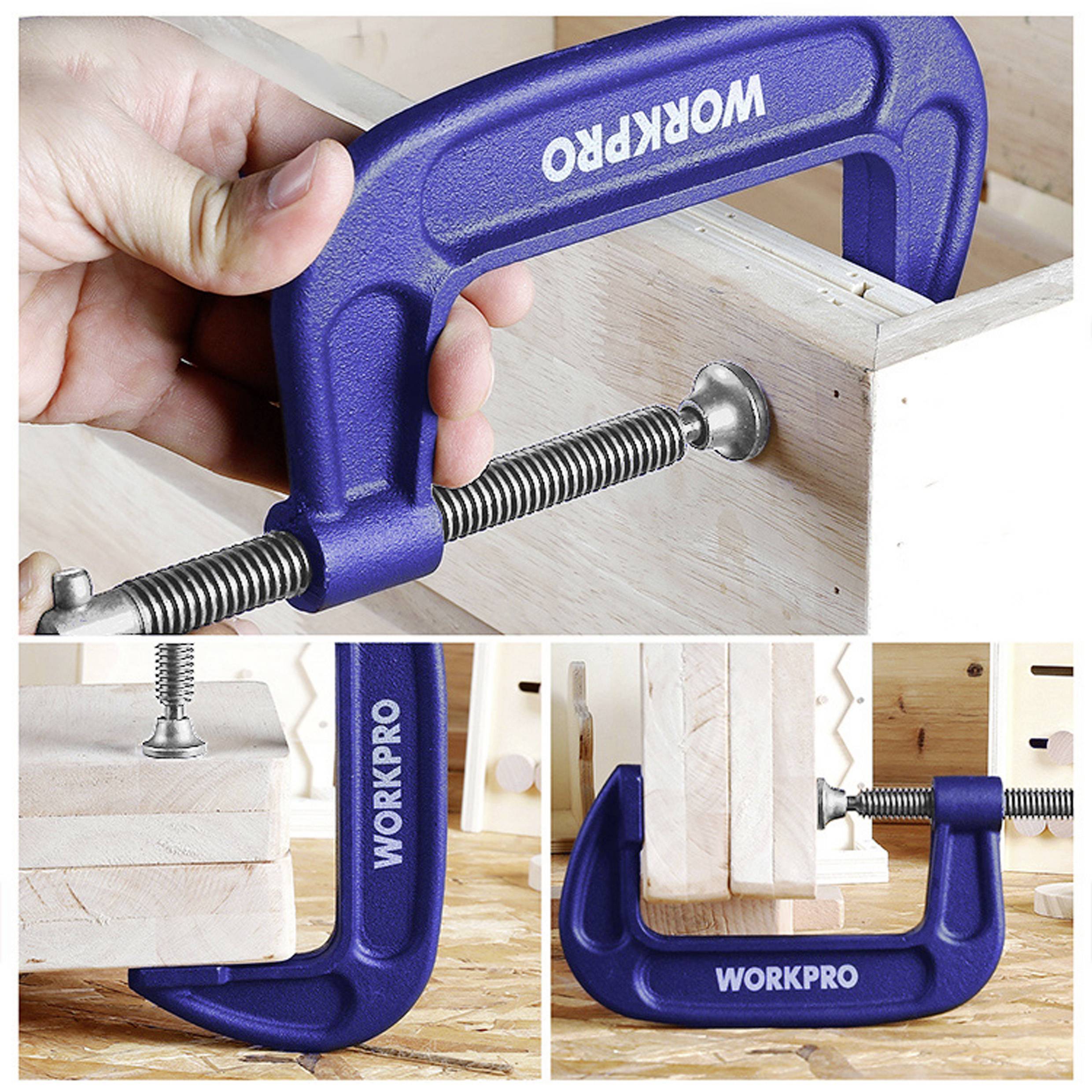 WorkPro 100mm C-klemme WP232019 Spann-Weite (max.):100mm Produktabmessung, Länge: 210mm Ausladungs-Maße:100mm