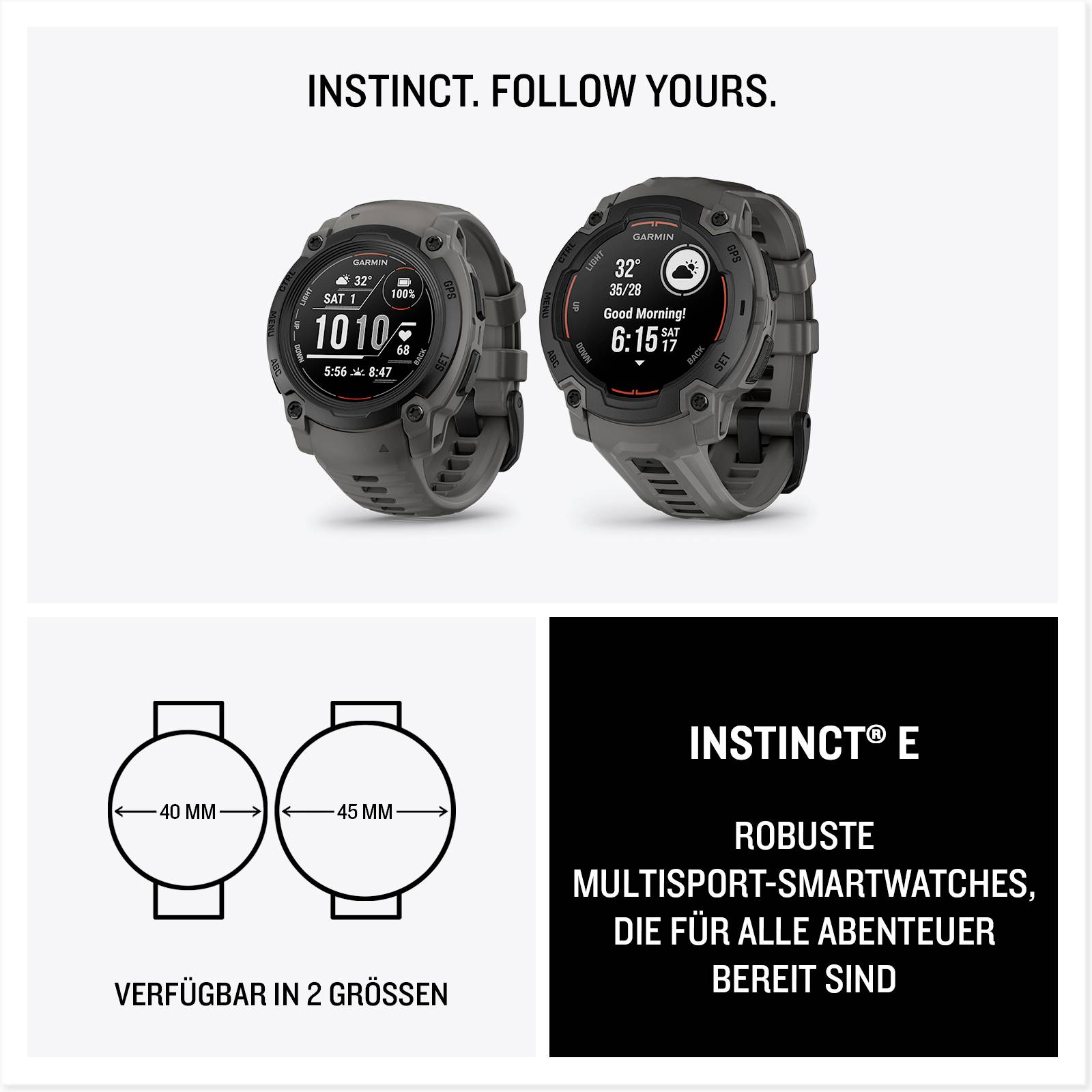 Garmin INSTINCT® E Smartwatch 45mm Schwarz, Charcoal