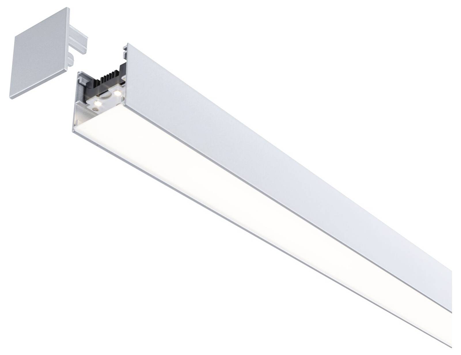 Ein rechteckiges LED-Lichtband mit abnehmbarer Abdeckung. Es leuchtet gleichmäßig und eignet sich für professionelle Beleuchtung.