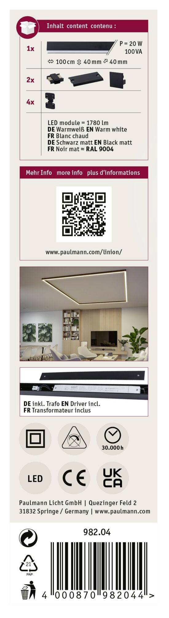 Paulmann Linion 98204 Einspeisung Schwarz