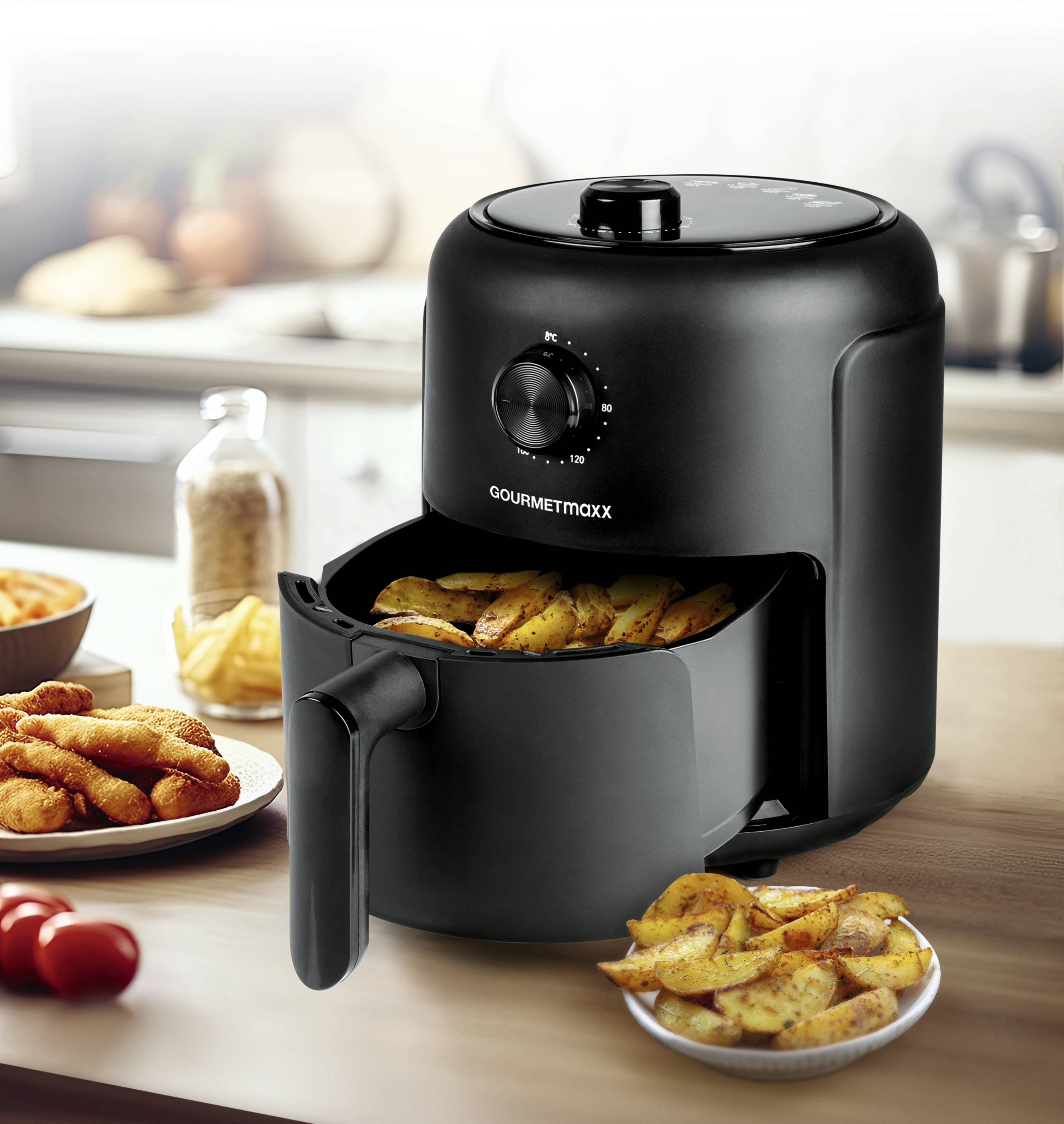 GourmetMaxx Heißluft-Fritteuse Mechanisch 2,3l Heißluft-Fritteuse 1000 W Schwarz