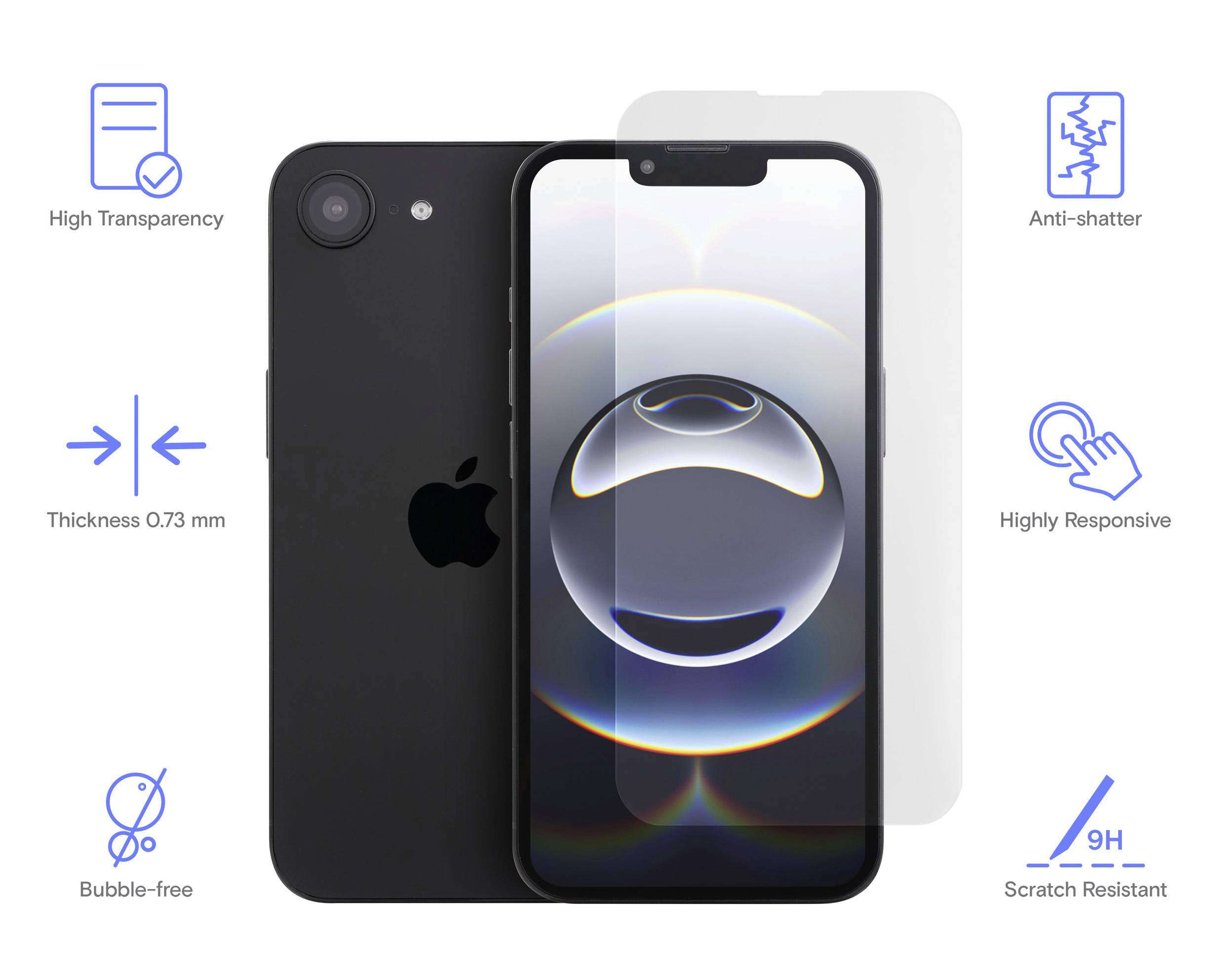 Renkforce Displayschutzglas Apple iPhone 16e 1 St. Anti-Fingerprint RF-6788306