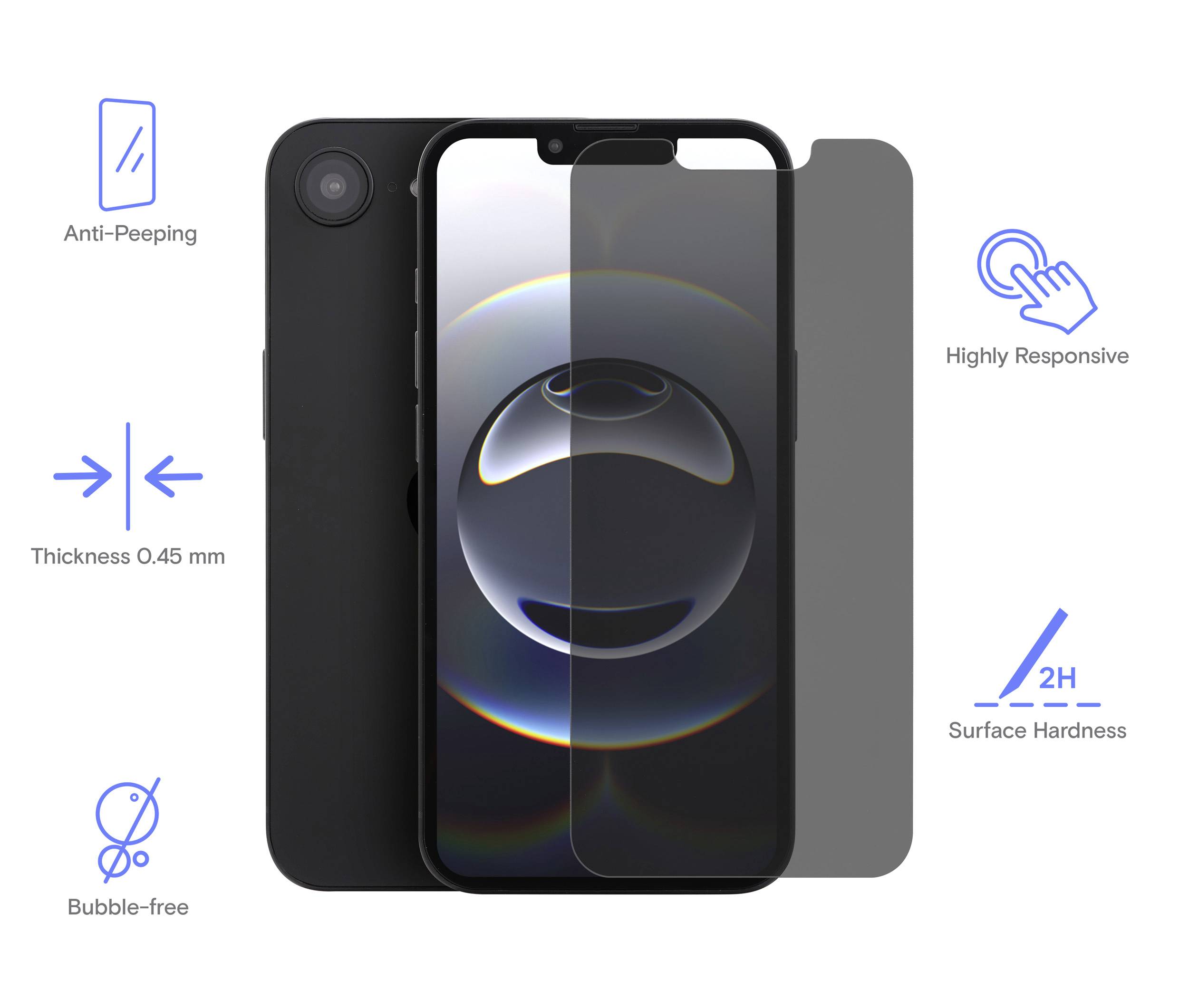 Renkforce Privacy Protection Displayschutzfolie mit Blickschutz iPhone 16e iPhone 16e 1 St. Anti-Fingerprint RF-6788308