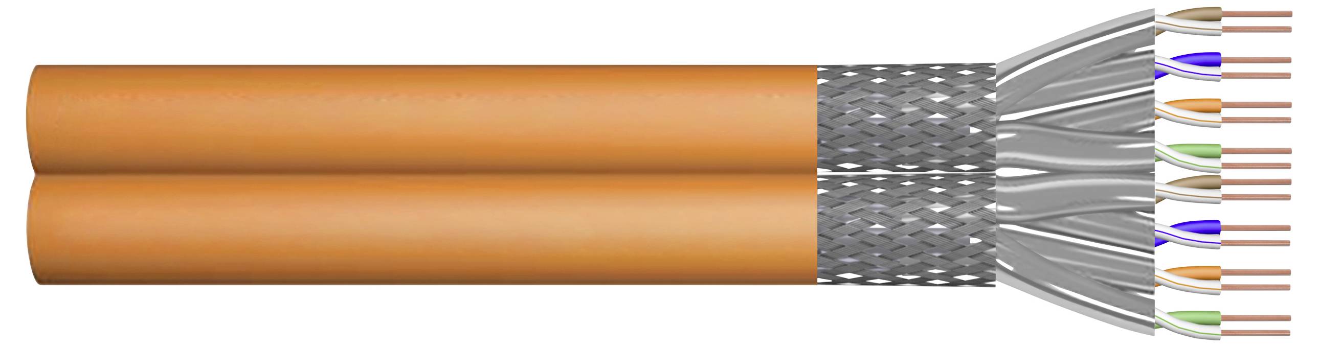 TRU COMPONENTS TC-13576748 Netzwerkkabel CAT 7a S/FTP 4 x 2 x 0.27mm² + 4 x 2 x 0.27mm² Orange 500m