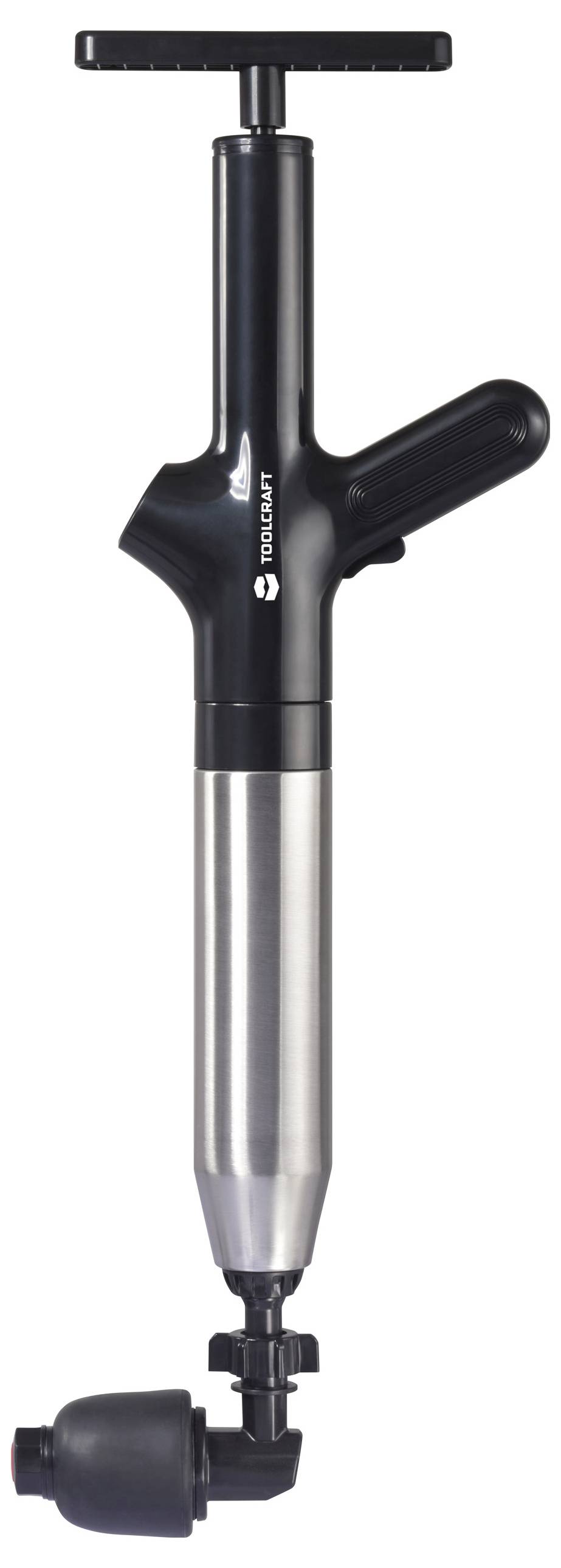 Ein schwarzer und silberner Weinöffner mit Hebelfunktion und T-förmigem Griff, eignet sich zum einfachen Öffnen von Weinflaschen.