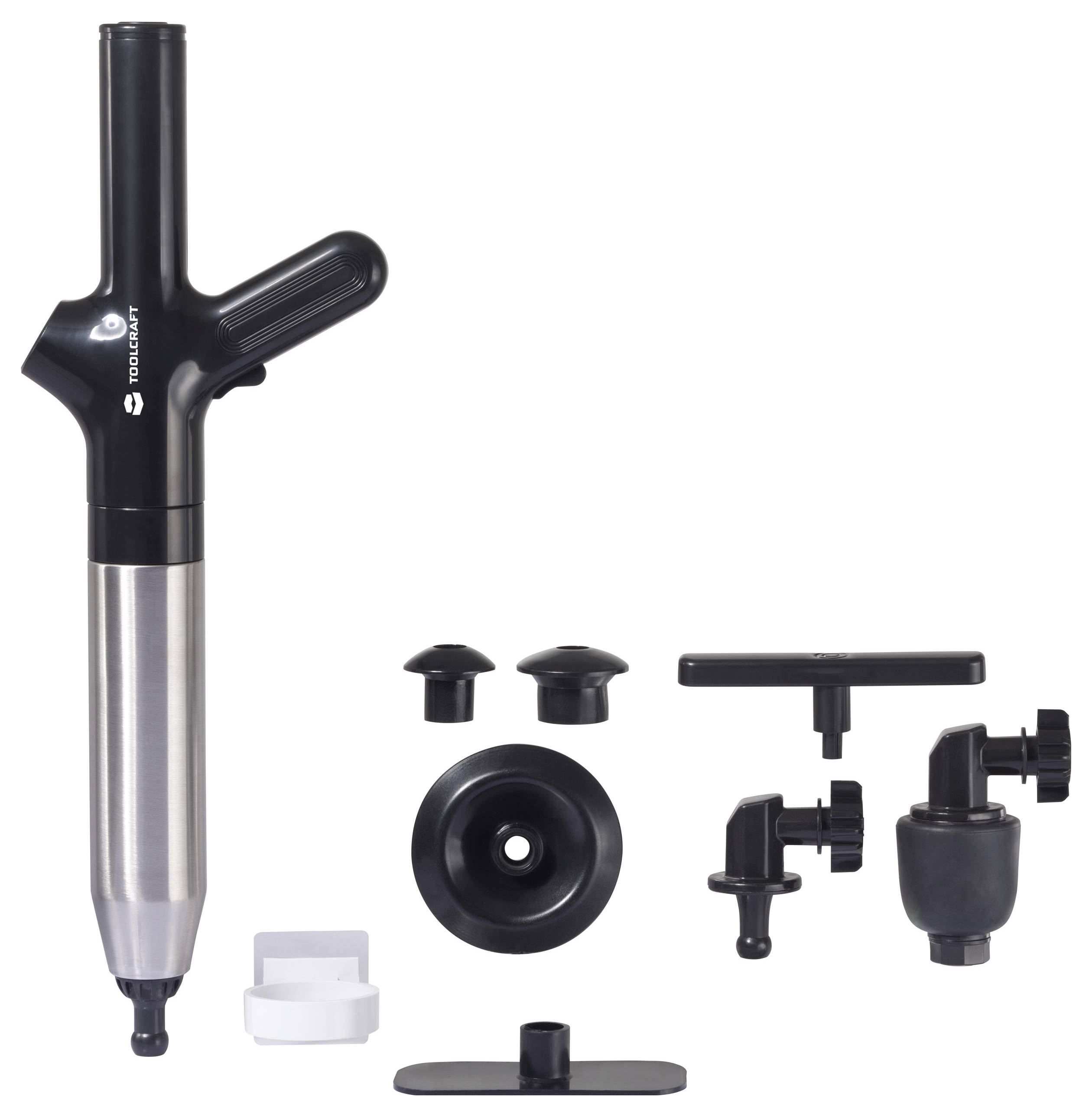 Ein multifunktionales Werkzeug mit verschiedenen Aufsätzen und Düsen, passend für diverse industrielle Anwendungen oder Wartungsarbeiten.