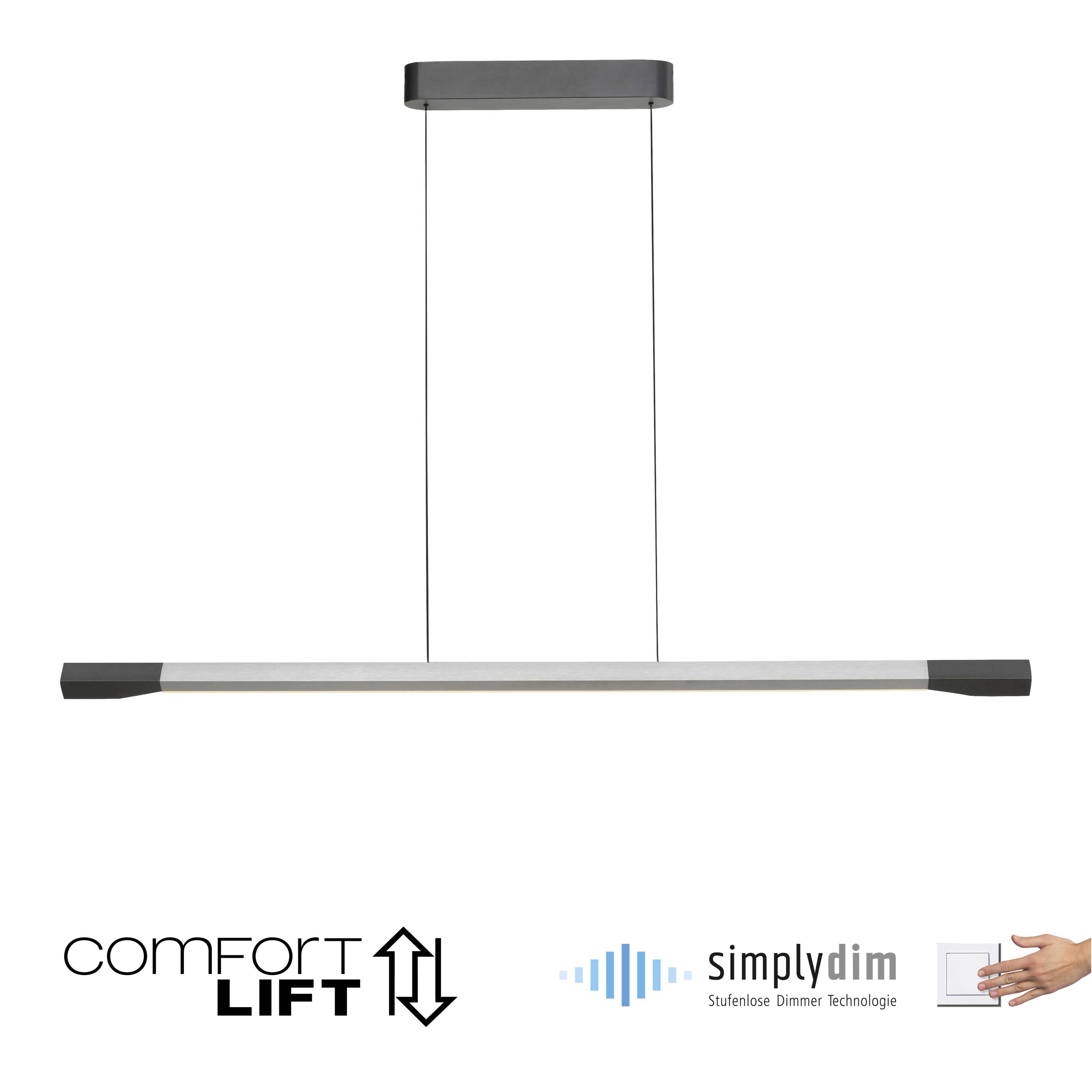 Paul Neuhaus HOOP 2732-33 LED-Pendelleuchte LED LED fest eingebaut 24W Aluminium (eloxiert), Anthrazit
