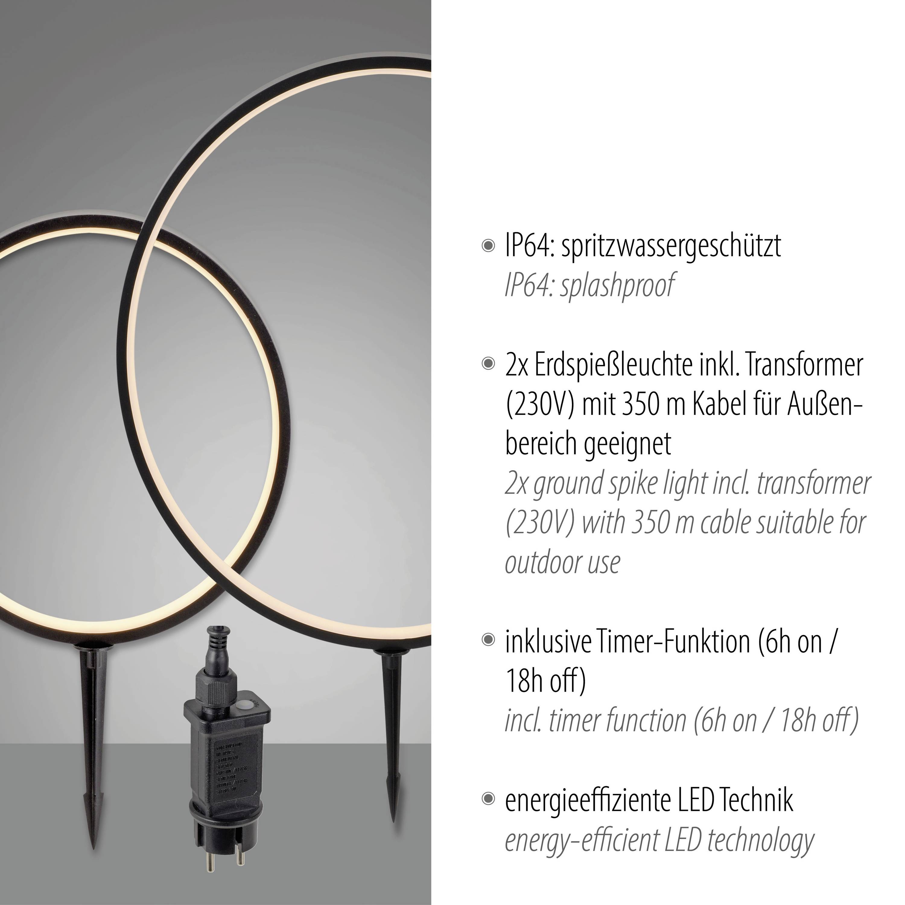 Just Light 1951X-SET ZIRKULU LED-Gartenleuchte LED LED fest eingebaut 5.3W