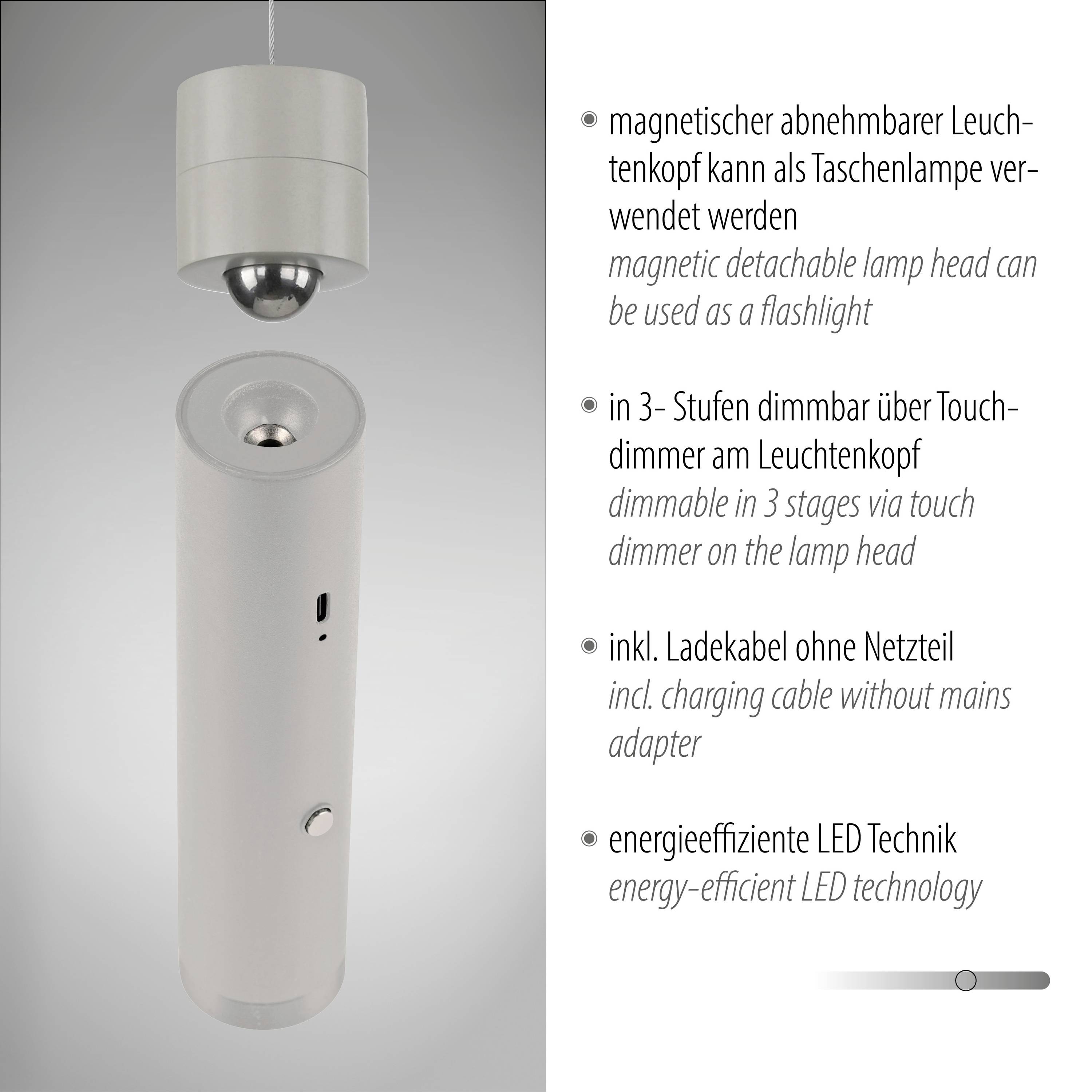 Just Light ATTACH 18281-40 LED-Pendelleuchte LED LED fest eingebaut 3W Greige