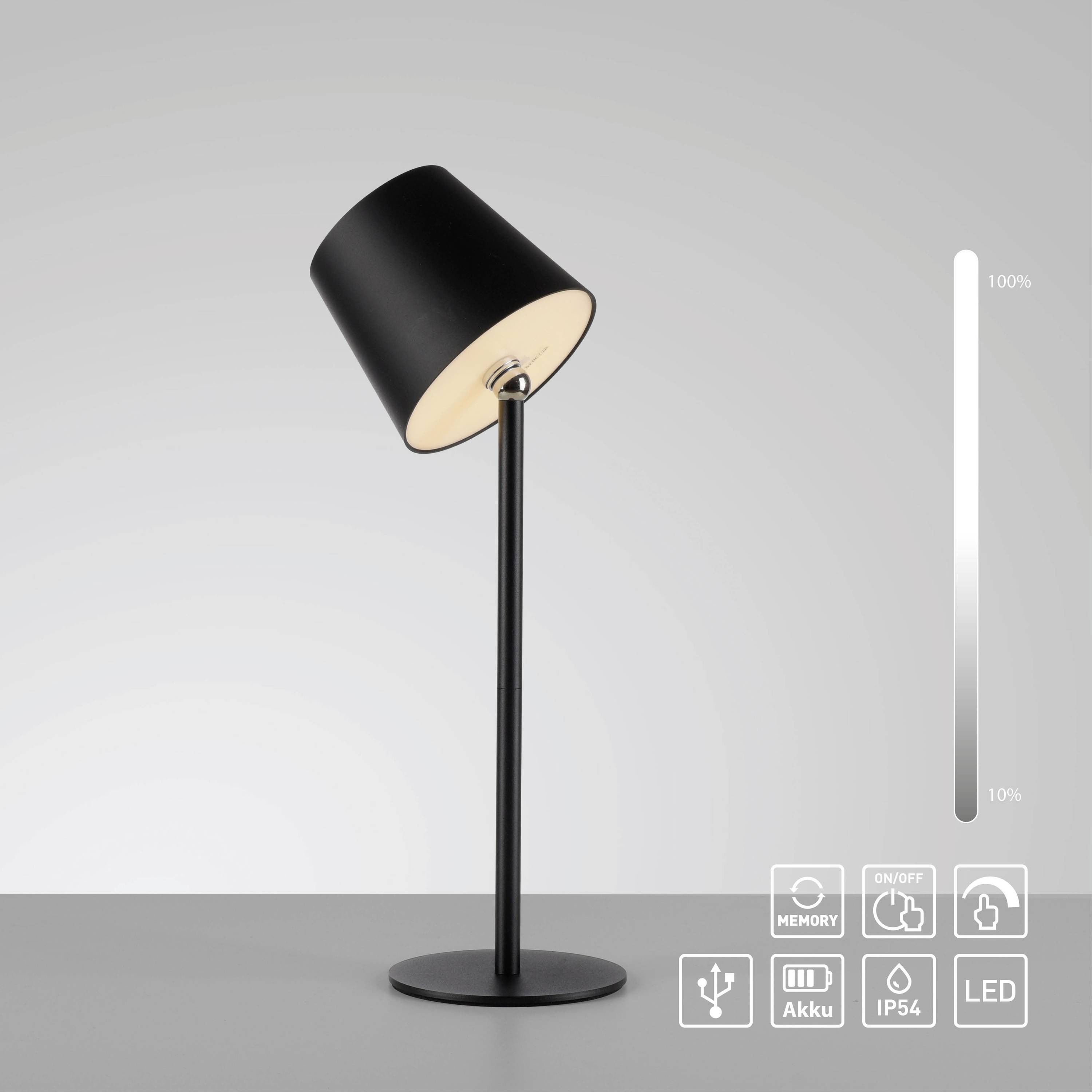 Just Light BOTERIA 19251-18 Akku-Tischlampe LED LED fest eingebaut 2.5W Schwarz