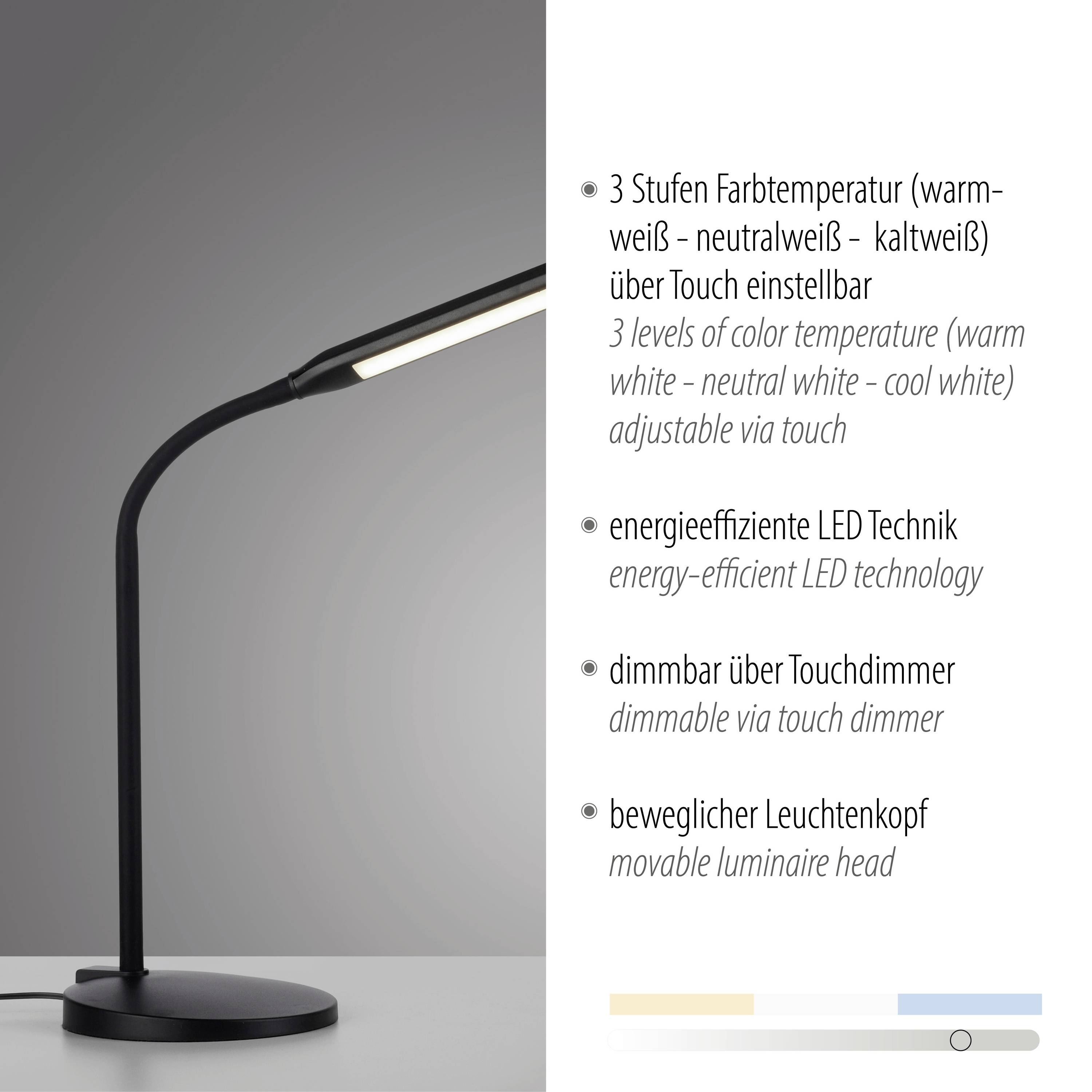 Just Light ELLY 11030-18 LED-Tischlampe LED LED fest eingebaut 6W Schwarz