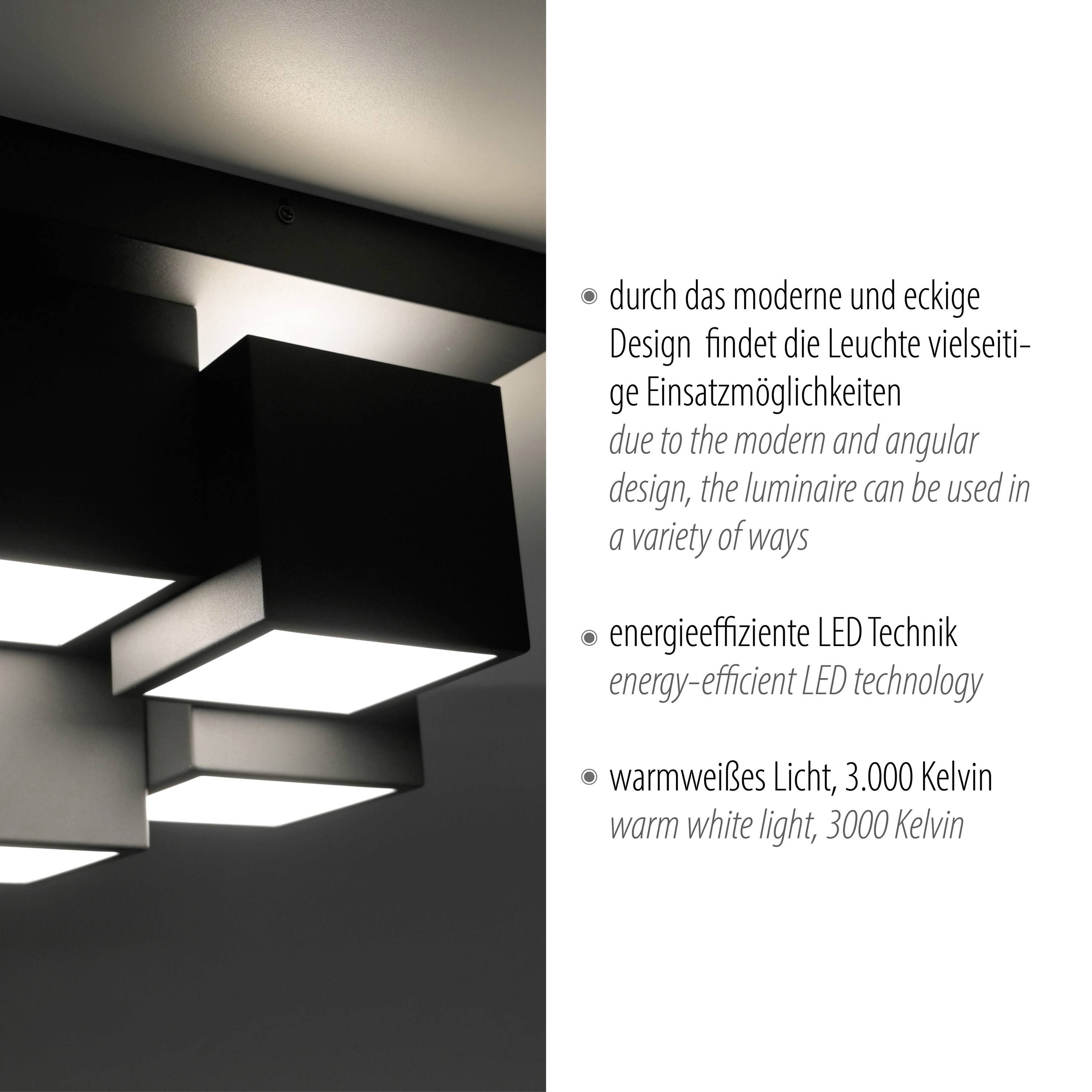 Just Light 14114-18 TETRIS LED-Deckenleuchte LED LED fest eingebaut 17W Schwarz