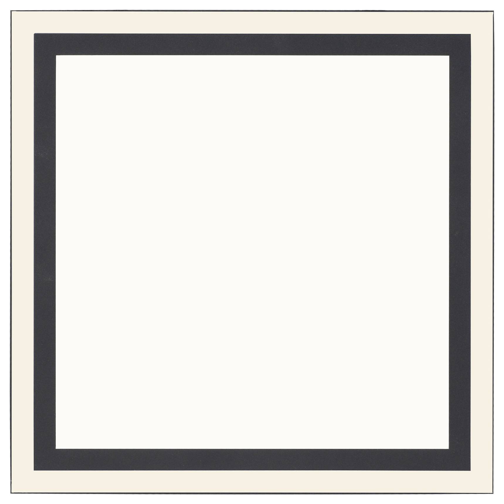 Ein einfaches quadratisches Design mit einem breiten schwarzen Rand um einen weißen Innenbereich.