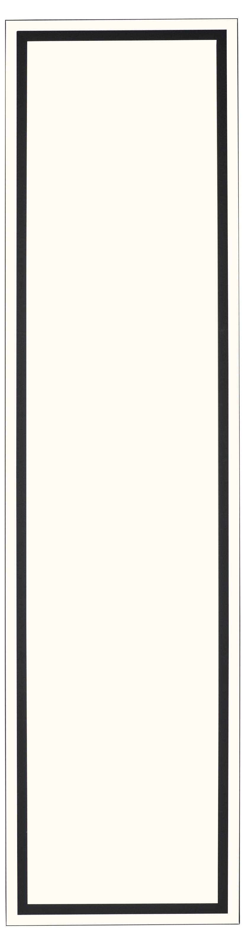 Ein vertikaler, rechteckiger Rahmen mit schwarzem Rand und hellem Inneren.