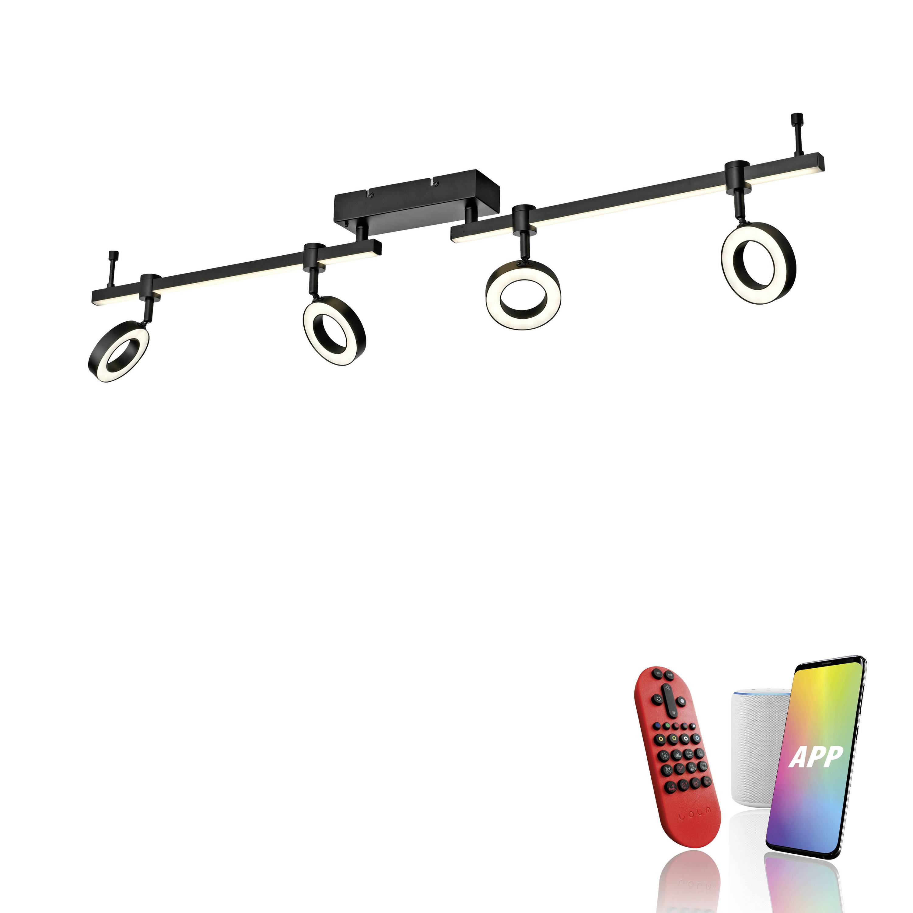 Just Light 12076-18 LOLASmart-BILEDA LED-Deckenleuchte LED LED fest eingebaut 21.5 W Schwarz