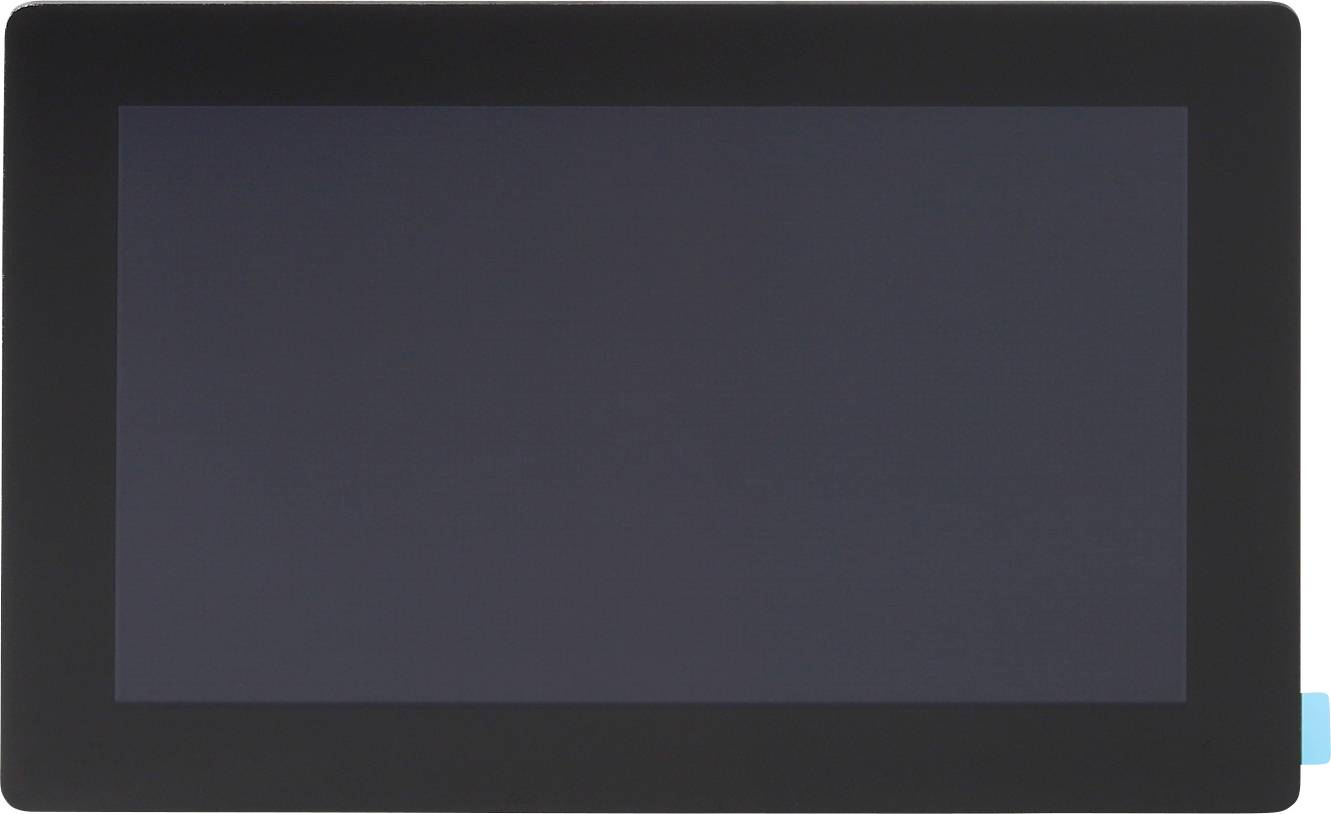 Ein schwarzer, rechteckiger Tablet-Bildschirm mit leichtem Rand.