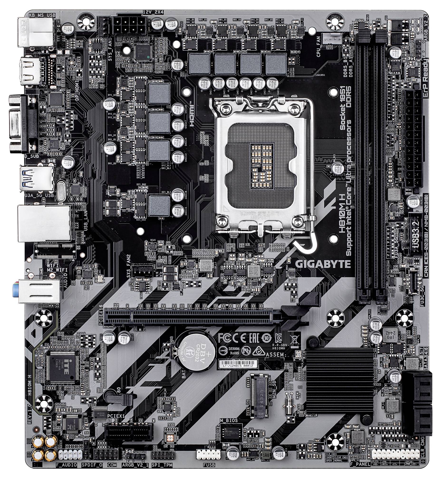 Gigabyte GA-H810M H Mainboard Sockel (PC) Intel® LGA 1851 Formfaktor (Details) Micro-ATX Mainboard-Chipsatz Intel® H810 Express