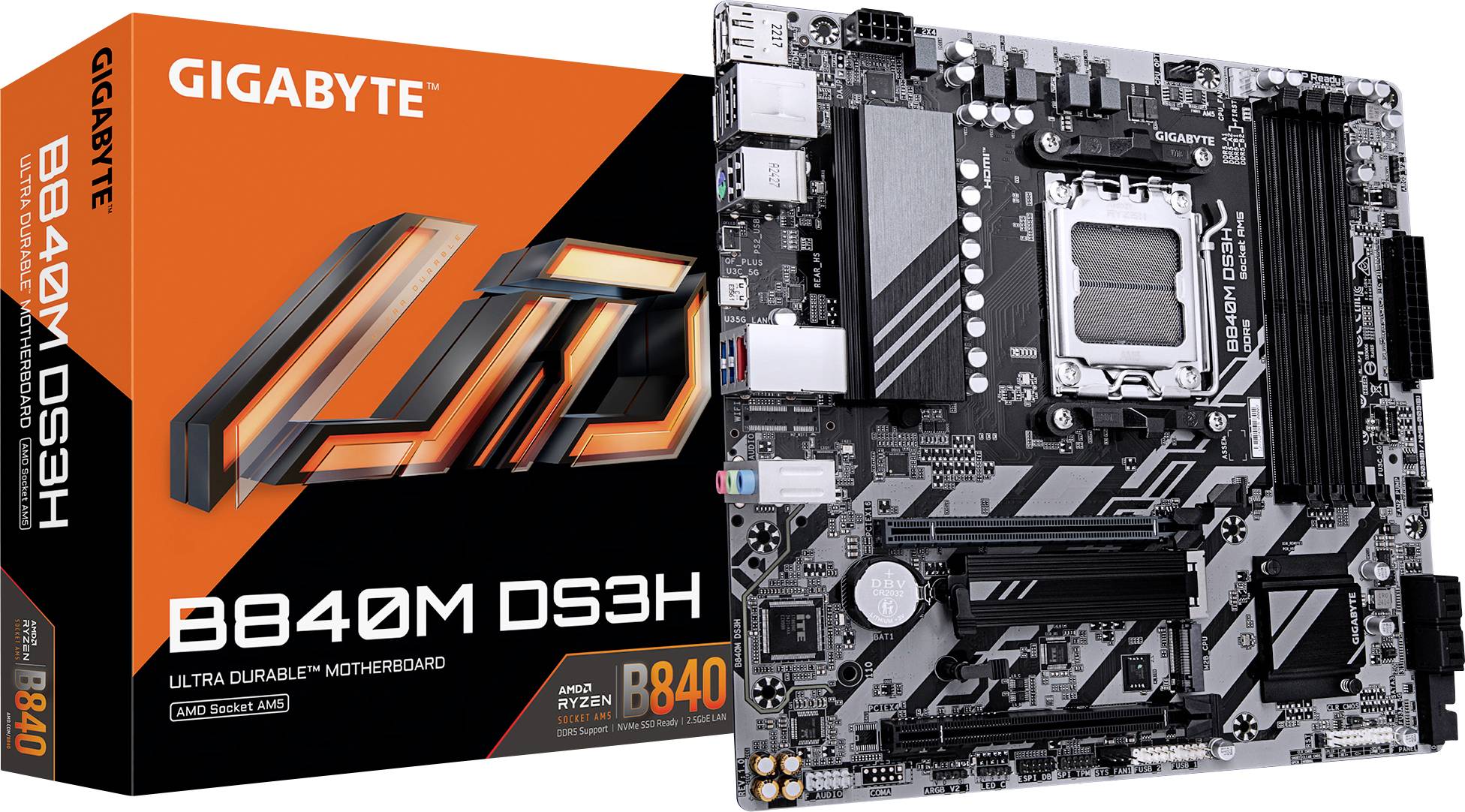 Gigabyte GA-B840M DS3H Mainboard Sockel (PC) AMD® AM5 Formfaktor (Details) Micro-ATX Mainboard-Chipsatz AMD® B840