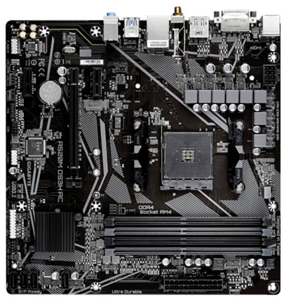 Gigabyte GA-A520M-DS3H Mainboard Sockel (PC) AMD® AM4 Formfaktor (Details) Micro-ATX Mainboard-Chipsatz AMD® A520