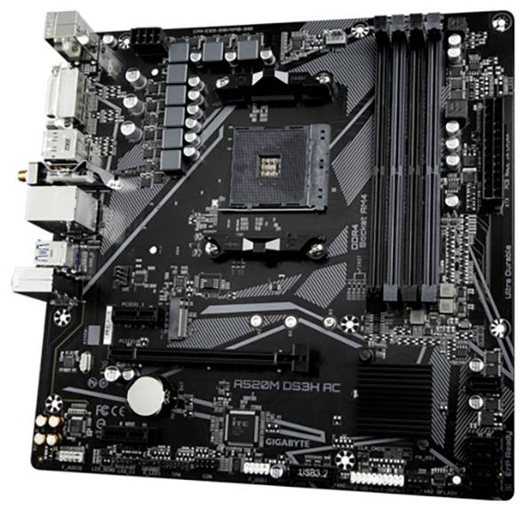 Gigabyte GA-A520M-DS3H Mainboard Sockel (PC) AMD® AM4 Formfaktor (Details) Micro-ATX Mainboard-Chipsatz AMD® A520