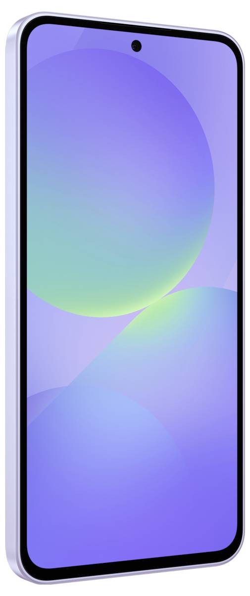 Smartphone in Silber mit großem, farbintensivem Display. Das Design zeigt eine leicht gewölbte Vorderseite und schmale Ränder.