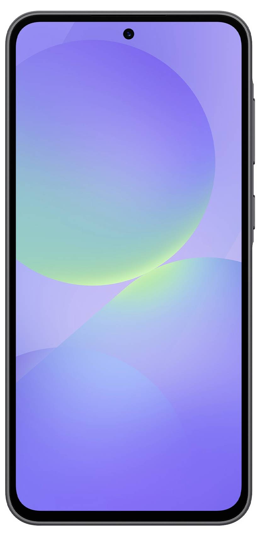 Ein Smartphone mit einem großen Display, das in blauen und grünen Farbverläufen angezeigt wird.
