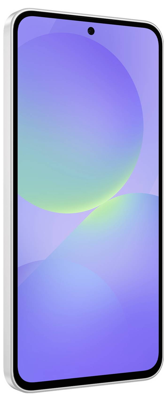 Smartphone mit einem stilvollen, randlosen Display. Der Bildschirm zeigt ein abstraktes, bläulich-grünes Muster.
