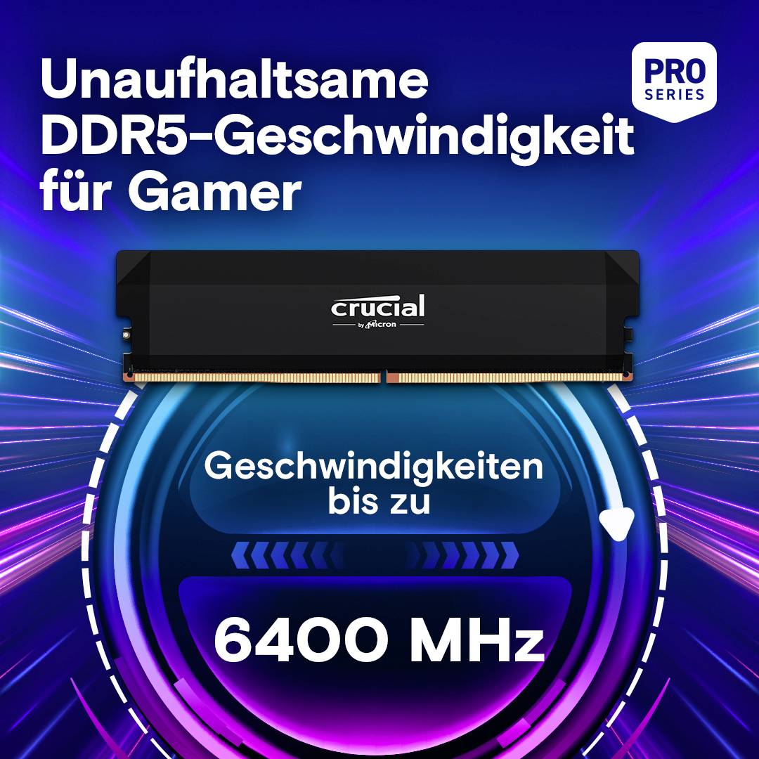 Crucial CP2K32G64C40U5B PC-Arbeitsspeicher Kit DDR5 64GB 2 x 32GB on-die ECC 3200MHz 288pin DIMM CL40 CP2K32G64C40U5B