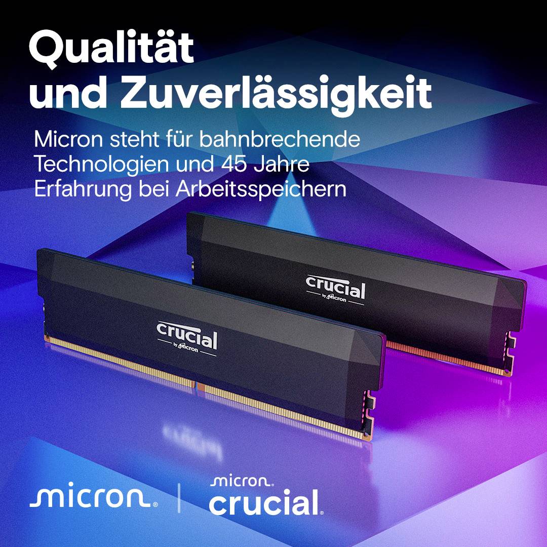 Crucial CP2K32G64C40U5B PC-Arbeitsspeicher Kit DDR5 64GB 2 x 32GB on-die ECC 3200MHz 288pin DIMM CL40 CP2K32G64C40U5B