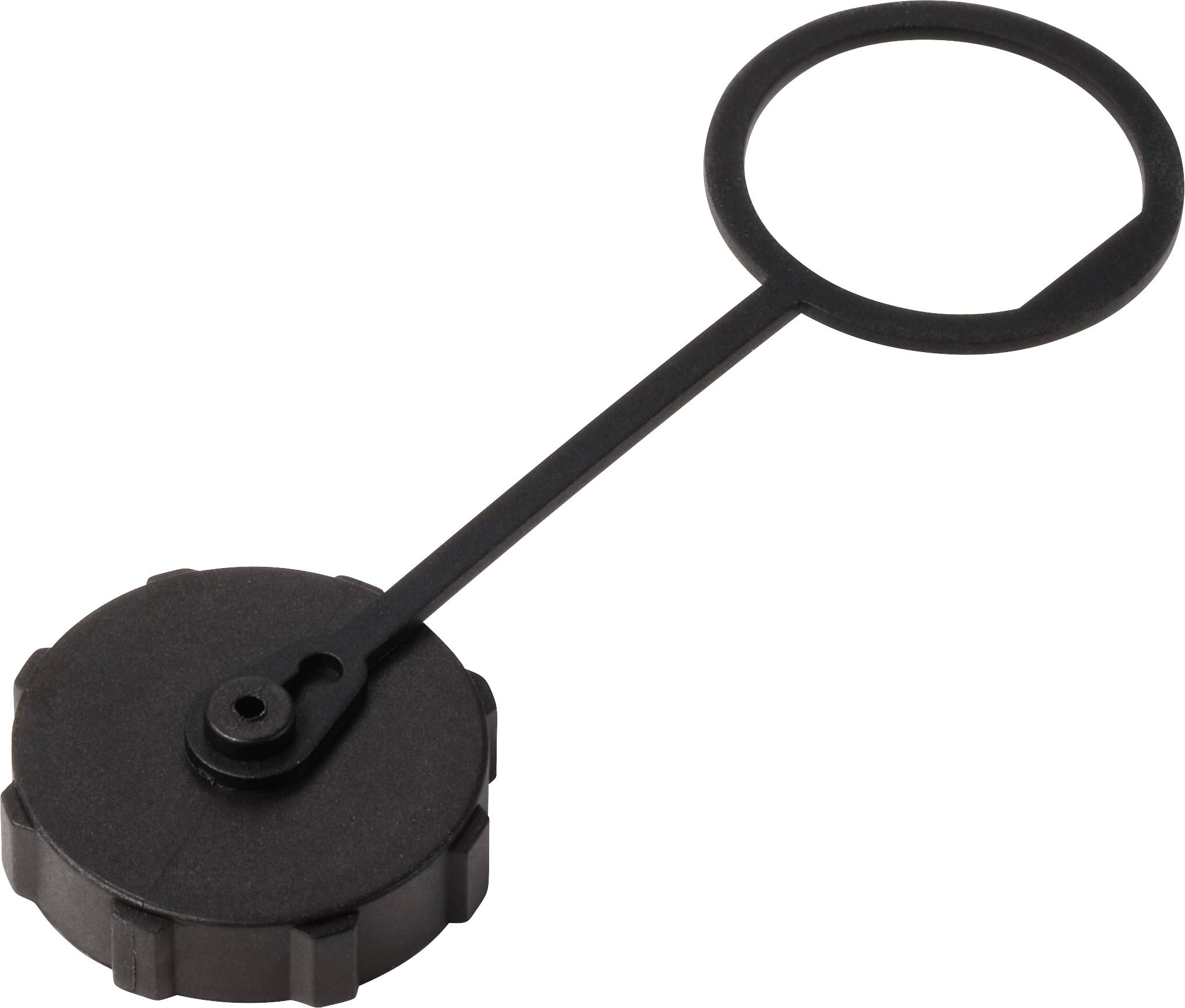 Schwarzer Kunststoffverschluss mit rundem Griff, typischerweise für industrielle Behälter verwendet.